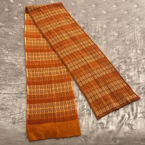Versace Orange and Brown Geometric Scarf